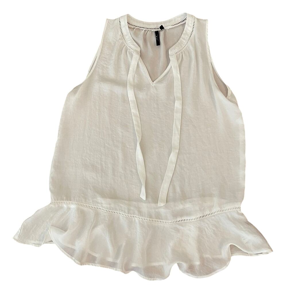 Joe’s Jeans White Sleeveless Tie-Neck Peplum Top Size Medium